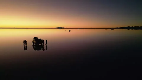 Salar de Uyuni salt flats at dusk Stock Footage 314390853