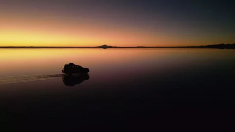 Salar de Uyuni salt flats at dusk Stock Footage 314393401