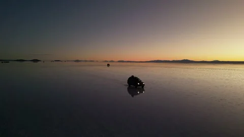 Salar de Uyuni salt flats at dusk Stock Footage 314401465