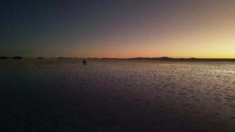 Salar de Uyuni salt flats at dusk Stock Footage 314402459