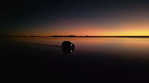 Salar de Uyuni salt flats at dusk Stock Footage 314403371