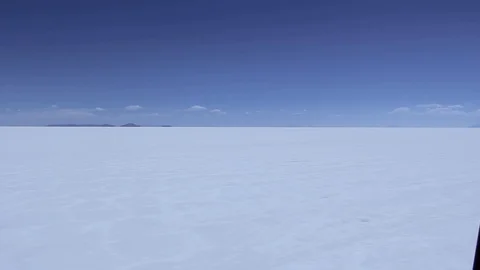 Salar Of Uyuni - Bolivia. View inside a car. Travelling movement. Stock Footage 94583392