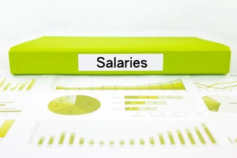 Salaries documents, graph analysis and payment report Foto stock