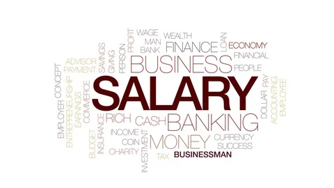 Salary animated word cloud, text design animation. Kinetic typography. Stock Footage 76501728