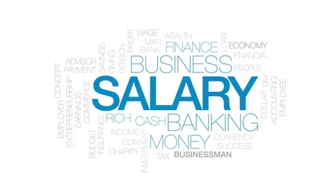 Salary animated word cloud, text design animation.Kinetic typography. Stock Footage 76714535