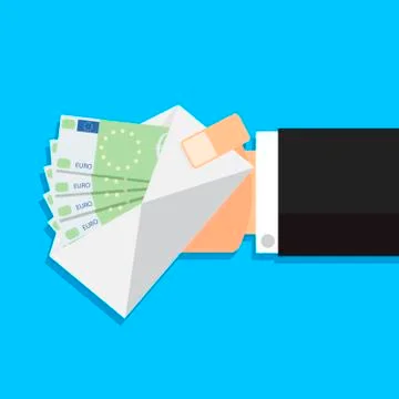Salary bundle euro banknotes in envelope Stock Illustration