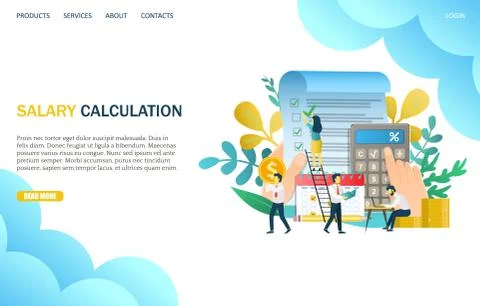 Salary calculation vector website landing page design template Illustrazione stock