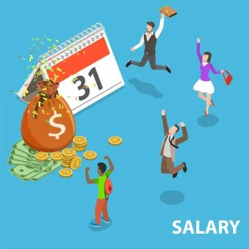 Salary day flat isometric vector concept illustration. Stock Illustration