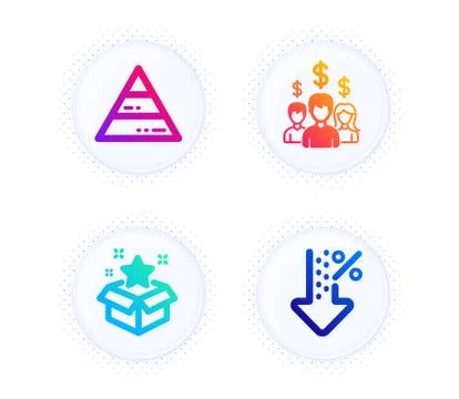 Salary employees, Loyalty program and Pyramid chart icons set. Low percent sign Stock Illustration