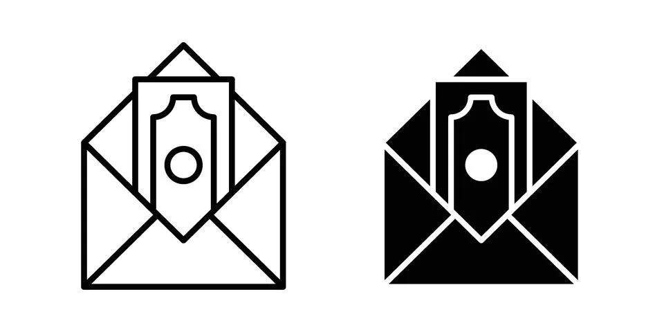 Salary icon silhouette vector set. thin line pack Illustrazione stock