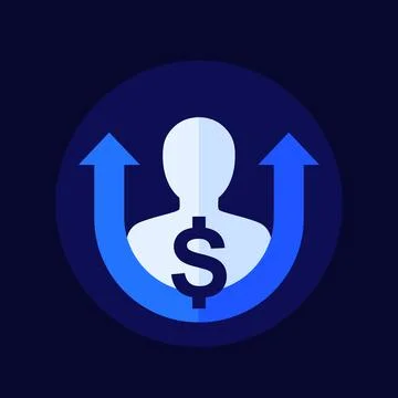 Salary increase, growth icon, flat vector Stock Illustration