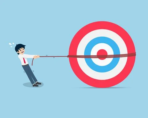 Salary Man Try to pull a giant target that's too big for yourself 스톡 일러스트