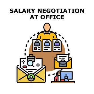 Salary negotiation process in office environment Stock Illustration
