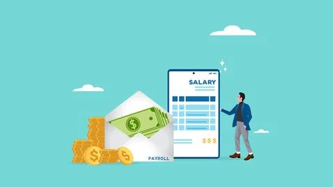 Salary payment and payroll system, online income calculate and automatic pa.. Stock Illustration