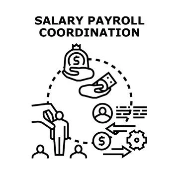 Salary payroll coordination process managing employee compensation Stock Illustration