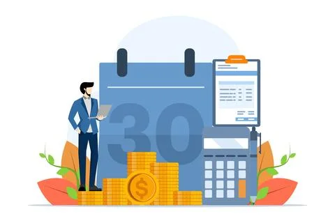 Salary payroll system concept, online income calculation and automatic payment. Stock Illustration