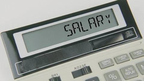 Salary Text or Words and Hand Typing Calculator Concept Stock Footage 307053493
