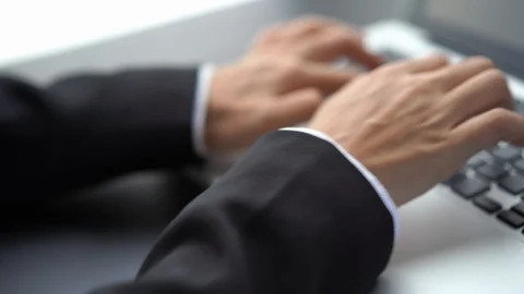 Salaryman break from using laptop computer at office, work vs relax Stock Footage 121267320