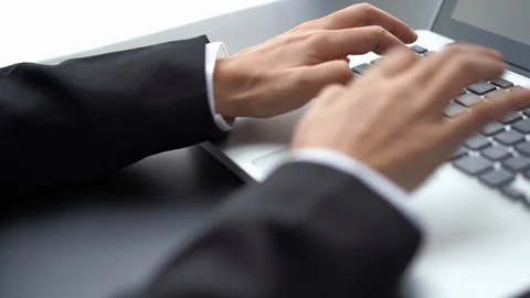 Salaryman break from using laptop computer at office, work vs relax Stock Footage 121267364