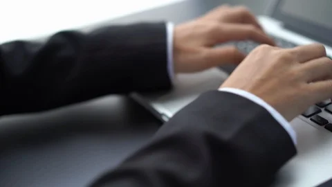 Salaryman break from using laptop computer at office, work vs relax Stock Footage 121267410