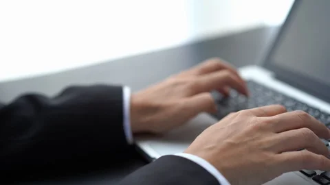 Salaryman break from using laptop computer at office, work vs relax Stock Footage 121267420