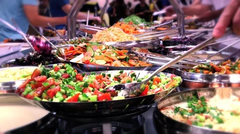 Salat Bar vegetables Stock Footage 50573157