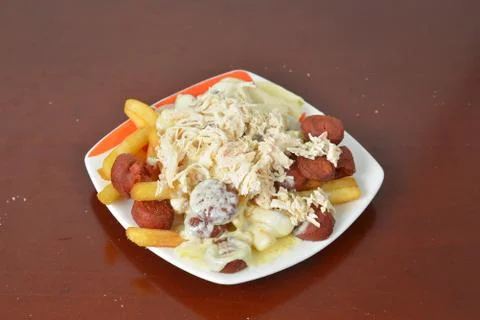 Salchipapa de pollo Stock Photos