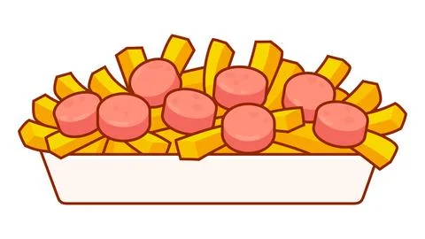 Salchipapas in takeout box Stock Illustration