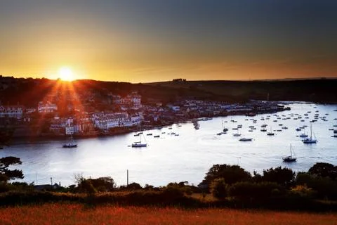 Salcombe sunset devon england Stock Photos