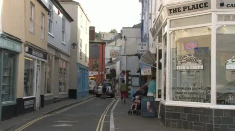 Salcombe  Village Centre Stock Footage 18010669
