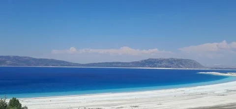 Salda lake high angle panoramic view turquoise water 動画素材 340479584