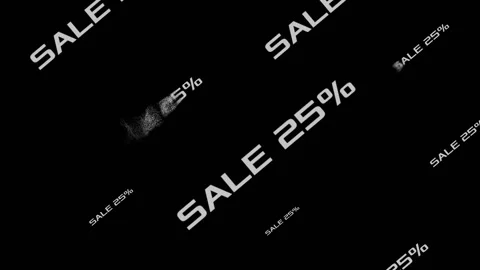 Sale 25% off, falling and dissolving text in the form of a meteorite Stock Footage 197374733