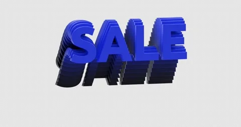Sale 3d seamless loop animation text with alpha channel. Blue word on transparen Stock Footage 247468187