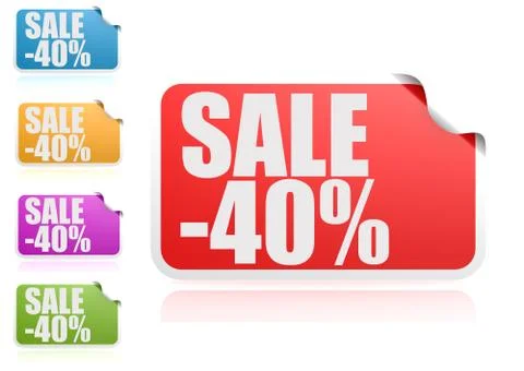 Sale 40% label set Stock Illustration