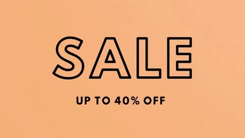 Sale up to 40 percent off animated text with orange background Stock Footage 233123744