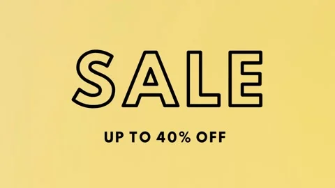 Sale up to 40 percent off animated text with yellow background Stock Footage 233123779