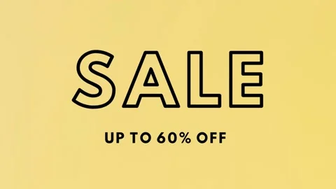 Sale up to 60 percent off animated text with yellow background Stock Footage 233123853