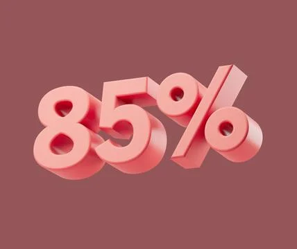 Sale 85 or eighty-five percent on pastel background. 3d render illustration.  Ilustração Stock