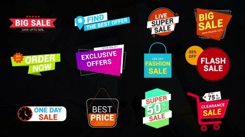 Sale Badges &amp; Labels Pack After Effects stock