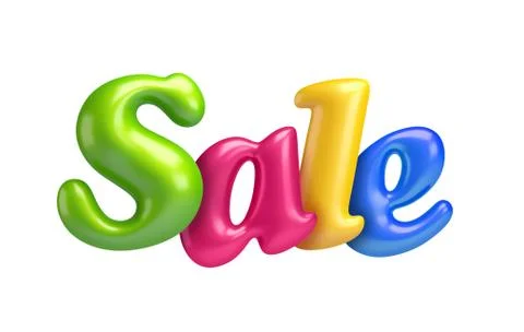 Sale. balloon letters. example of 3d alphabet.yummy abc collection. Stock Illustration
