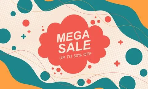 Sale banner background with gradient fluid in paper style and halftone. 스톡 일러스트