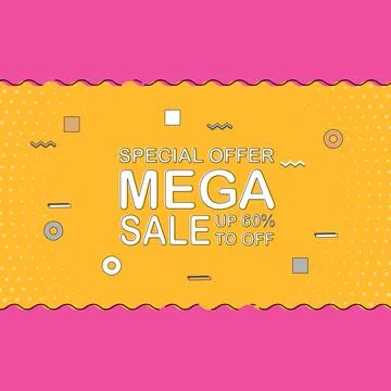 Sale banner background with memphis elements. Stock Illustration