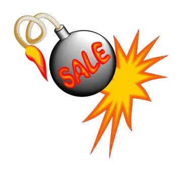 Sale billboard with exploding bomb Stock Illustration