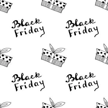 Sale Black Friday. Seamless pattern. Handmade lettering, calligraphy grunge t Stock Illustration