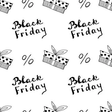 Sale Black Friday. Seamless pattern. Handmade lettering, calligraphy grunge t Stock Illustration