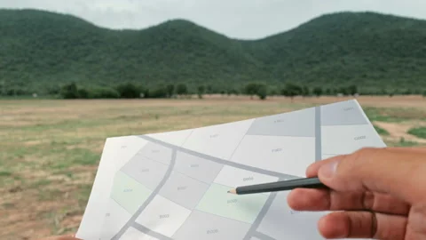 Sale of building plot of land for house construction. Stock-Footage 158960904