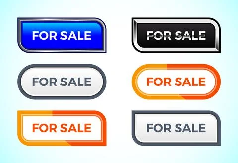 For sale button set of different shapes and colors. Suitable for mobile app.. Stockillustratie