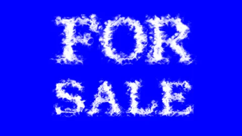 For Sale cloud text effect blue isolated background Video stock 139605591