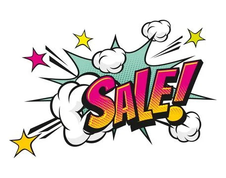 Sale comic speech bubble pop art sticker or tag Stockillustratie