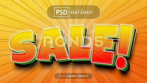 Sale comic style text effect editable PSD Template